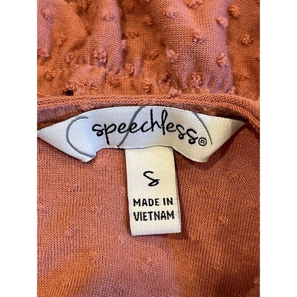 Speechless Women Swiss Dot Tiered Dress 3/4 Sleeve Back Keyhole Rust Size Small - Picture 6 of 8